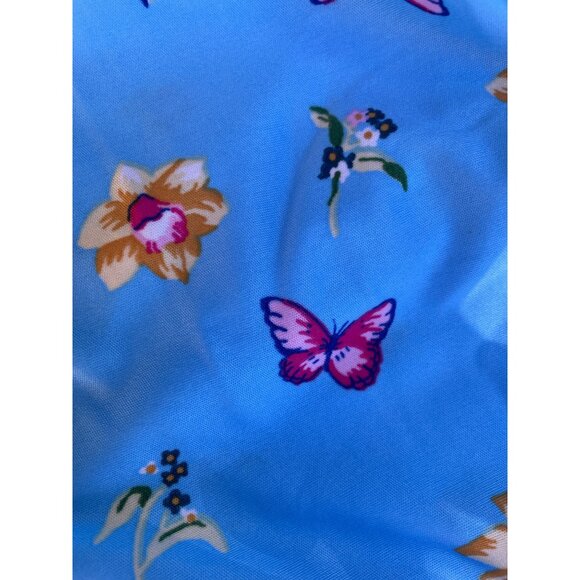 Blue Floral Butterfly Print Short Sleeve House Dress 1X By Metropolitan 100% Pol - Picture 9 of 9